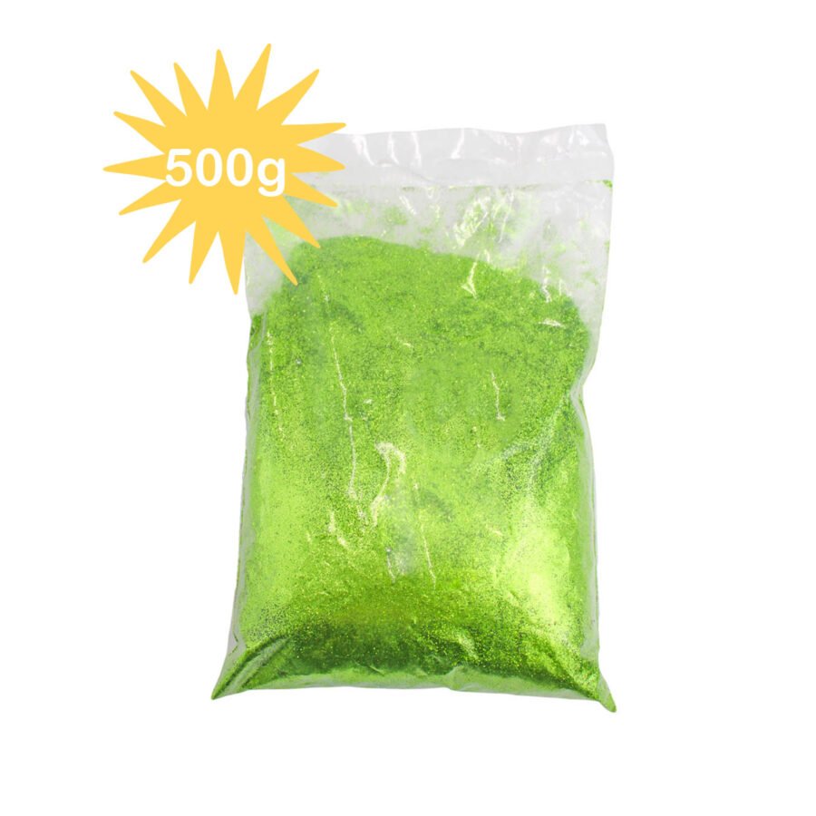 Glitter Purpurina Com Brilho Escolar Artesanato Carnaval Festa 500g Cor:Verde - Imagem 2