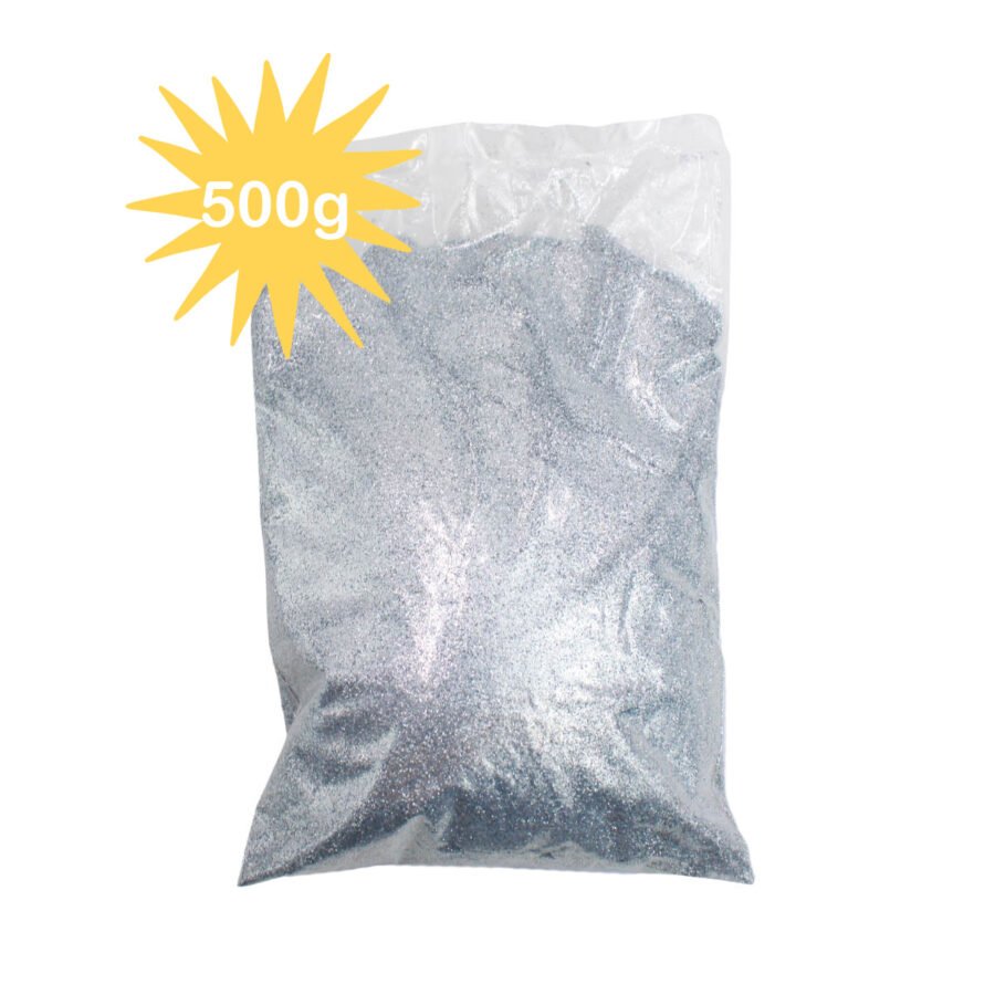 Glitter Purpurina Com Brilho Escolar Artesanato Carnaval Festa 500g Cor:Prateado - Imagem 2