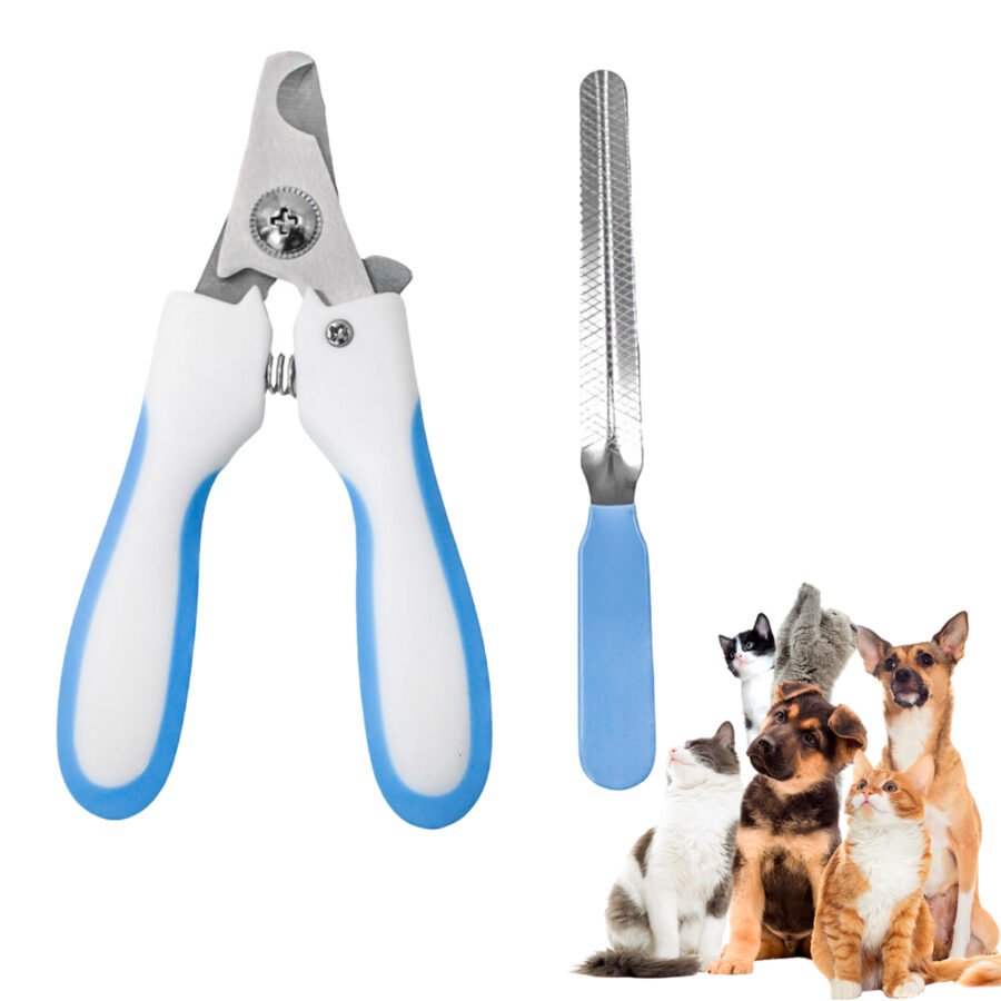 Alicate Pet Tesoura Corte De Unhas Cachorro Gato Com Lixa Cor:Azul