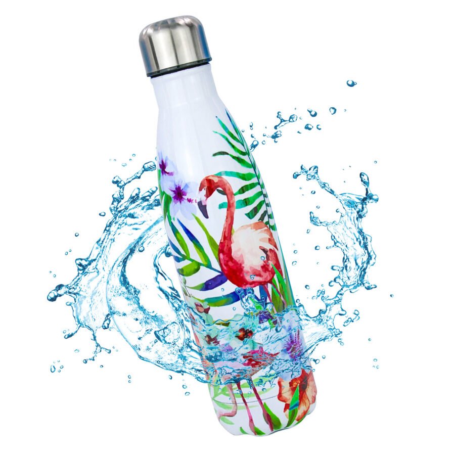 Garrafa Termica Aço Inox Com Estampa 500ml Modelo:Flamingo