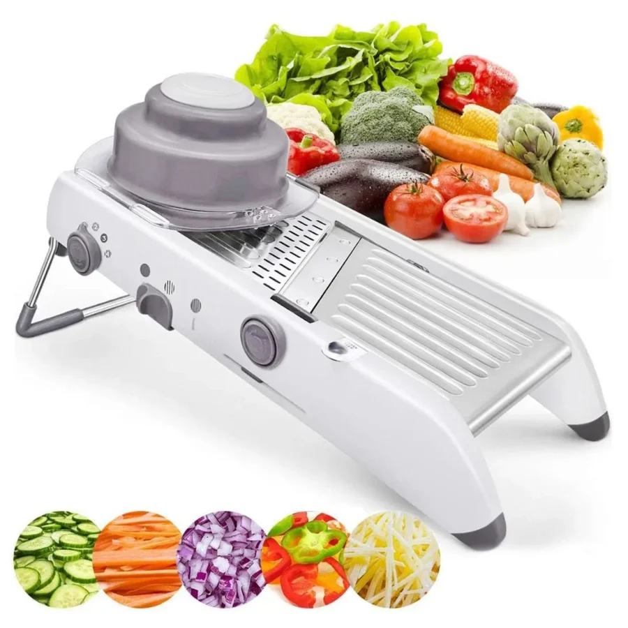 Cortador Ralador Fatiador Legumes Verduras Mandoline Inox Cor:Branco - Imagem 5