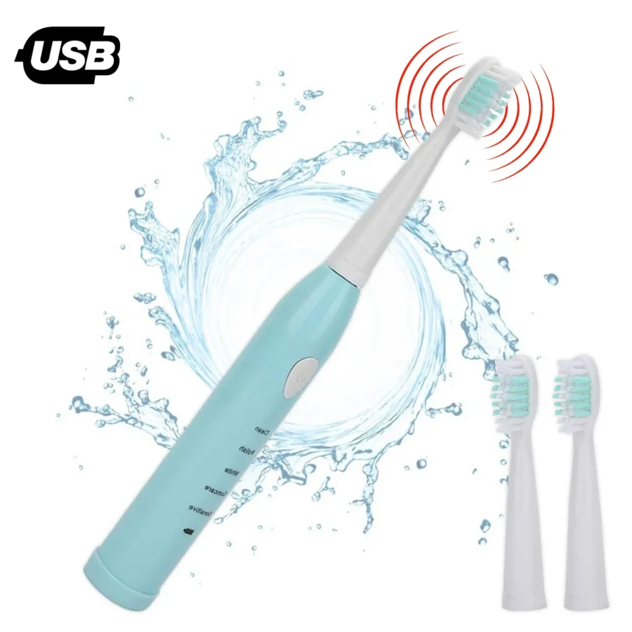 Escova De Dente Eletrica Usb Limpeza Bucal 5 Niveis