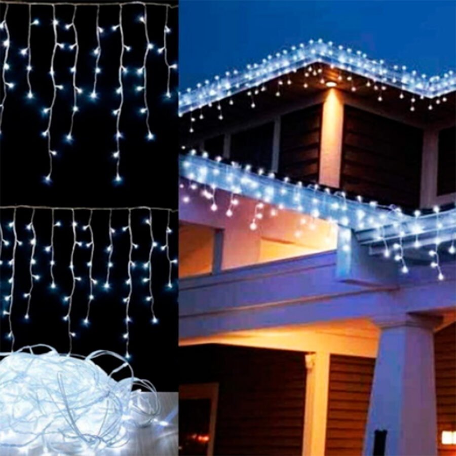 10 Metros Cascata Com 400 Lampadas Led Pisca Natal Cor Led:Branco Frio - Imagem 2