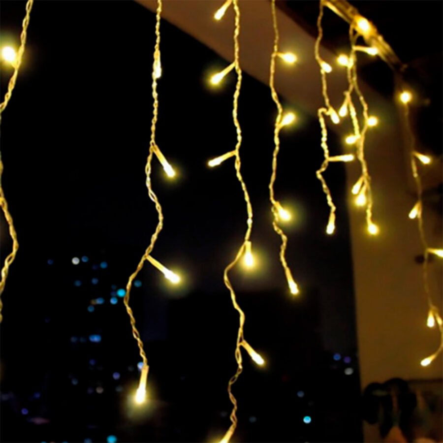 3,5 Metros Cascata Com 160 Lampadas Led Pisca Natal Cor:Branco Quente - Imagem 2