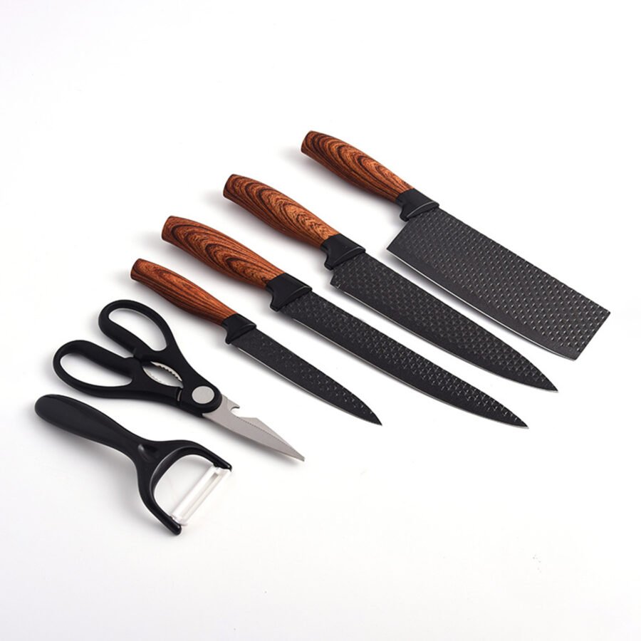 Jogo De Facas 6 Peças Conjunto All Black Aço Inox Premium