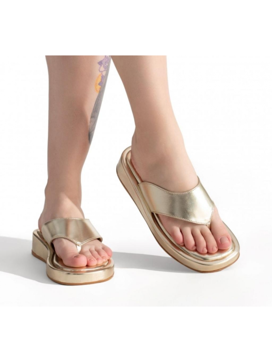 Tamanco Feminino Flatform 1302D Dourada