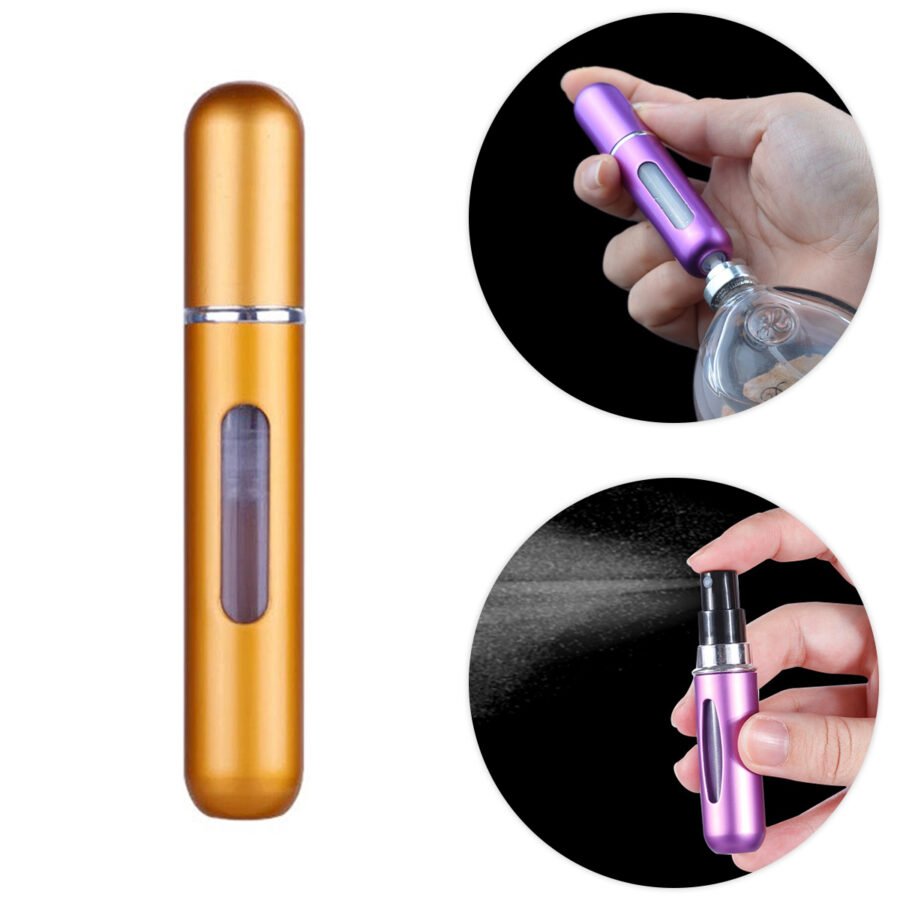 Mini Frasco Porta Perfume Recarregavel Bolsa Viagem 8ml Cor:Dourado Fosco