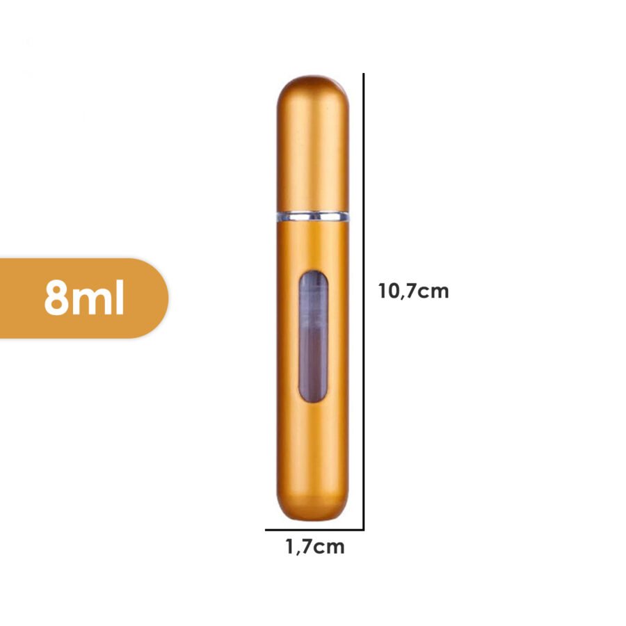 Mini Frasco Porta Perfume Recarregavel Bolsa Viagem 8ml Cor:Dourado Fosco - Imagem 2