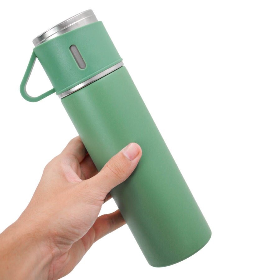 Garrafa Termica Com Copo Parede Dupla Inox Squeeze 500ml Cores:Verde - Imagem 2