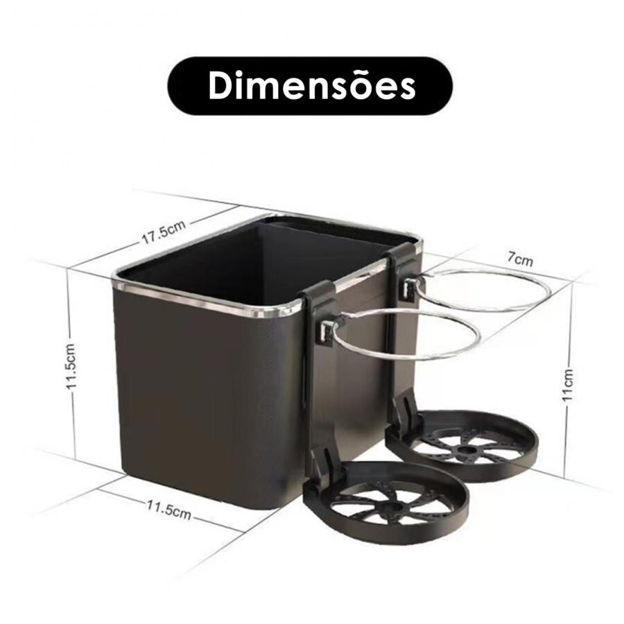 Organizador Porta Objetos Para Carro Veiculos Bolso Com Porta Copos Retratil Porta Trecos Cor:Preto - Imagem 2
