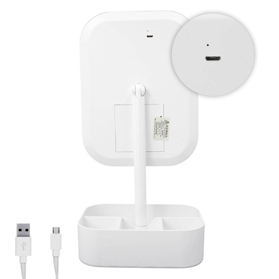 Espelho De Mesa Led USB Portatil Maquiagem Camarim Regulagem Cor:Branco - Imagem 4