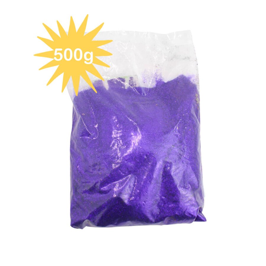 Glitter Purpurina Com Brilho Escolar Artesanato Carnaval Festa 500g Cor:Roxo - Imagem 2
