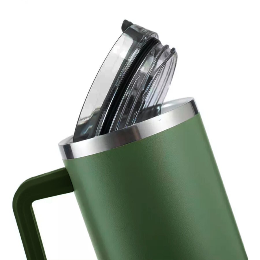 Copo Térmico Aço Inox 1200ml Caneca C/ Alça Canudo Água Gelada Quente Cor:Verde - Imagem 3