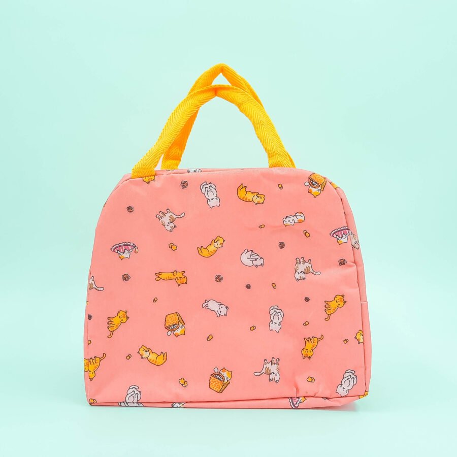 Bolsa Marmita Lancheira Termica Estampada Trabalho Faculdade Estampa:Gatinhos Rosa