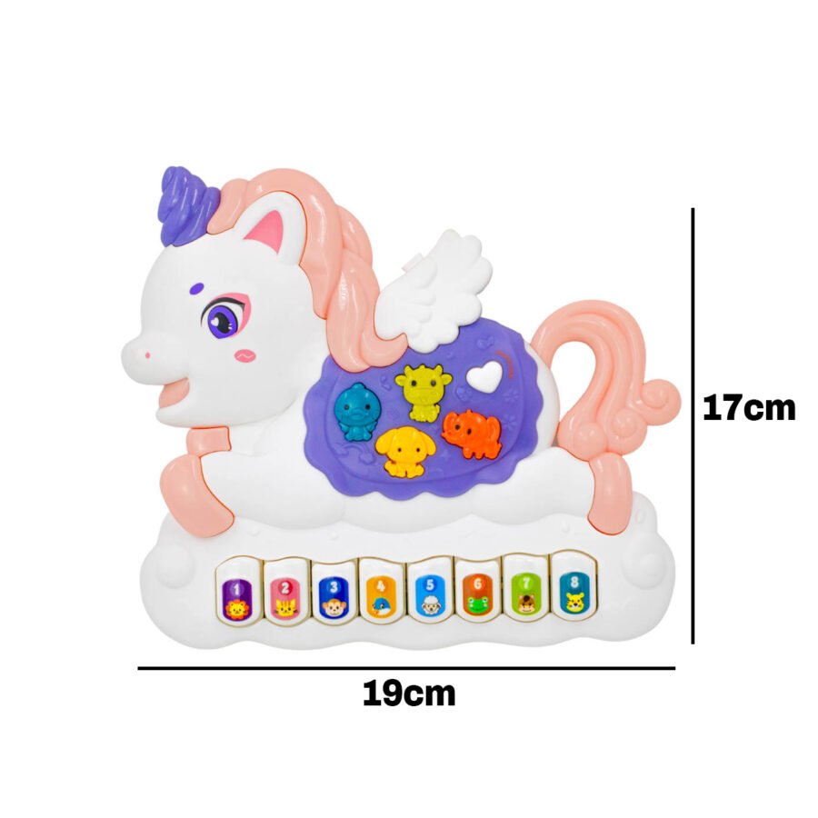Teclado Piano Musical Bebe Brinquedo Infantil Divertido Som De Animais Unicornio - Imagem 7