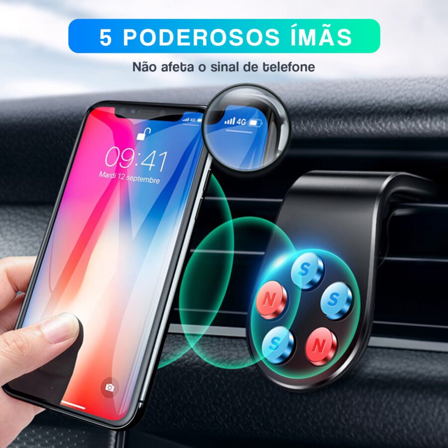 Suporte Celular Automotivo Universal Magnetico Ar Condicionado Imã Veicular Carro 360 - Imagem 3