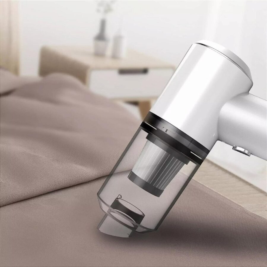Mini Aspirador De Po Sem Fio Portatil Limpa Tudo Casa Carro Vacuo Cor:Branco - Imagem 4