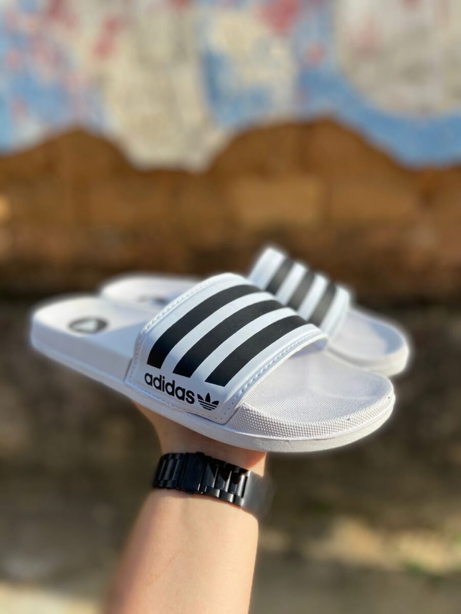 Chinelo Slide Adidas Masculino Branco/Preto - Imagem 2