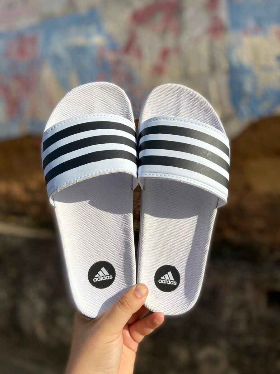 Chinelo Slide Adidas Masculino Branco/Preto