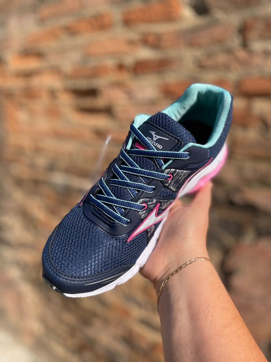 Tênis Wave Nirvana 9 Feminino Mizuno Azul/Rosa - Imagem 3